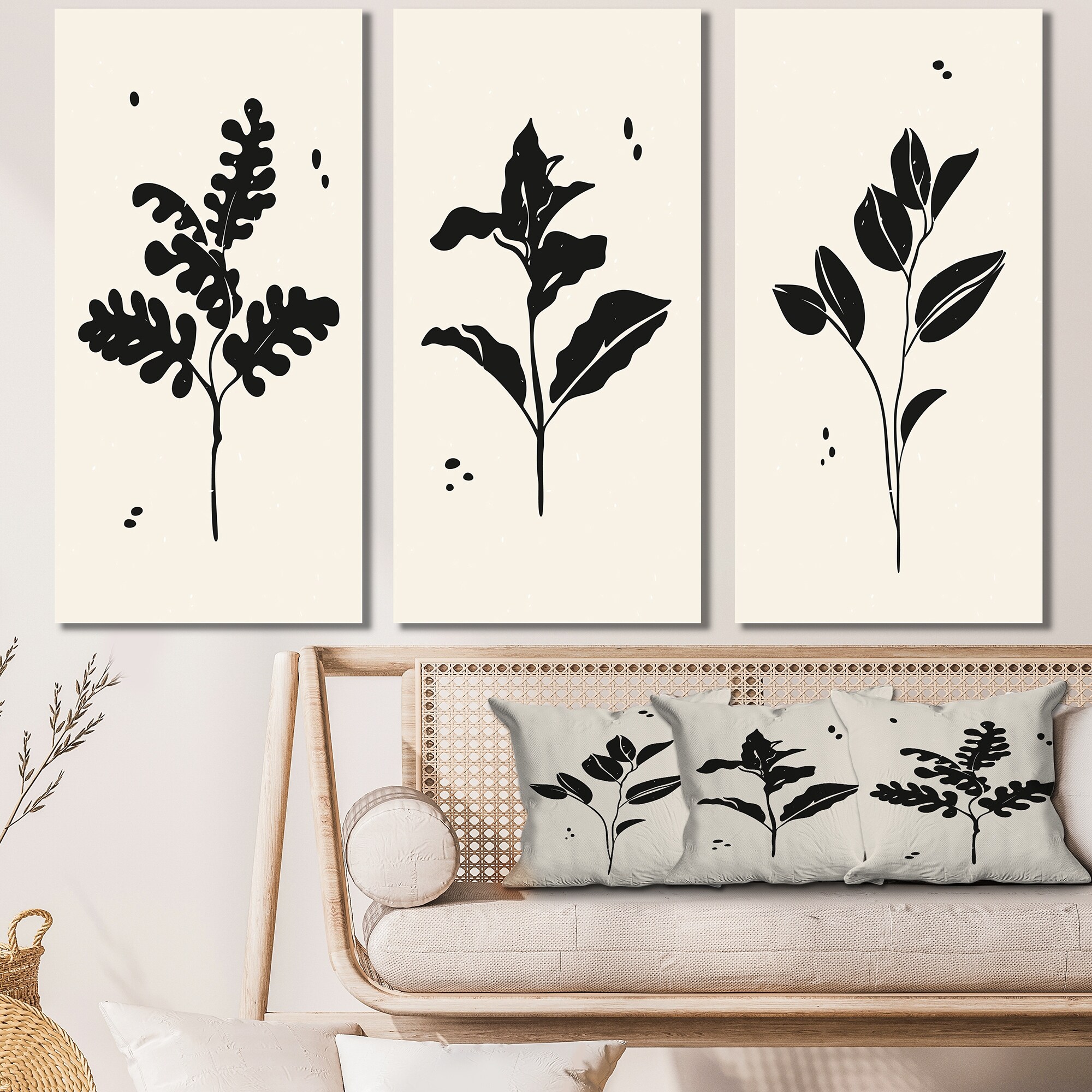 Designart Monochrome Vintage Minimal Geometrics XIII - Modern Abstract Wall Art Print for Contemporary Home Decor-image