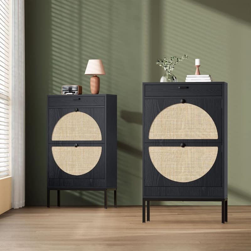 Boho Natural Rattan Shoe Storage Cabinet