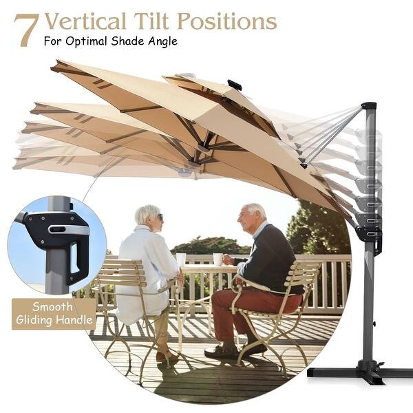 Shop 12ft 360 Rotation Aluminum Solar Led Patio Cantilever Umbrella Overstock 32305984