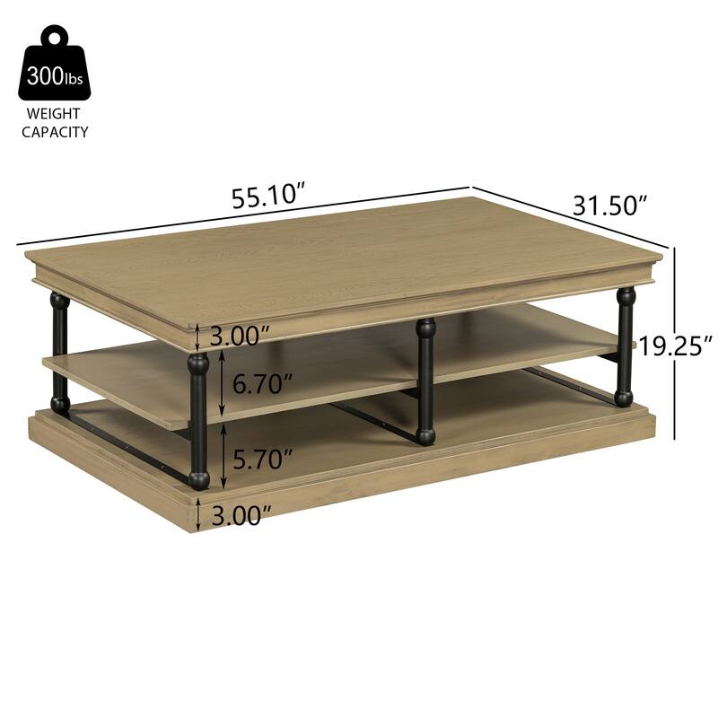 Christopher Knight Home-Thaddeus Rubberwood Coffee Table With Storage