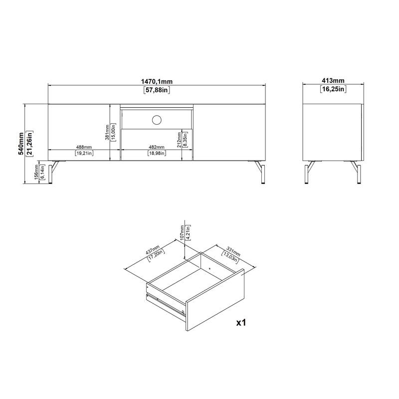 Carson Carrington Bergen TV Stand with 2 doors and 1 drawer, Catania Oak / Matte Black