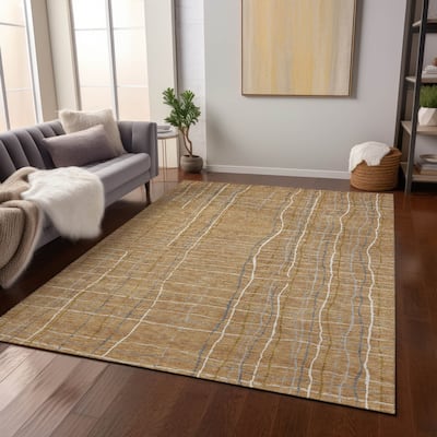 Machine Washable Indoor/ Outdoor Modern Century Chantille Rug