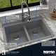 preview thumbnail 18 of 74, Karran 33" Top Mount Double Equal Bowl Quartz Kitchen Sink Kit - 33" x 22" x 9"
