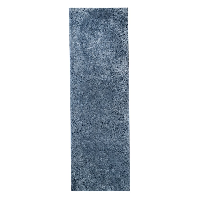 Superior Plush Shag Fuzzy Modern Solid Indoor Area Rug or Runner - 2' 7" X 8' - Blue