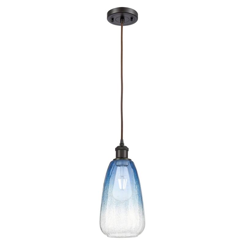 Innovations Lighting Endless Possibilities Ballston - Brookhaven Almond - 1 Light 6" Cord Hung Mini Pendant - Oil Rubbed Bronze/Sapphire Blue