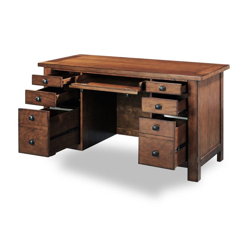 Tahoe Aged Maple 54" W Executive Pedestal Desk by Homestyles