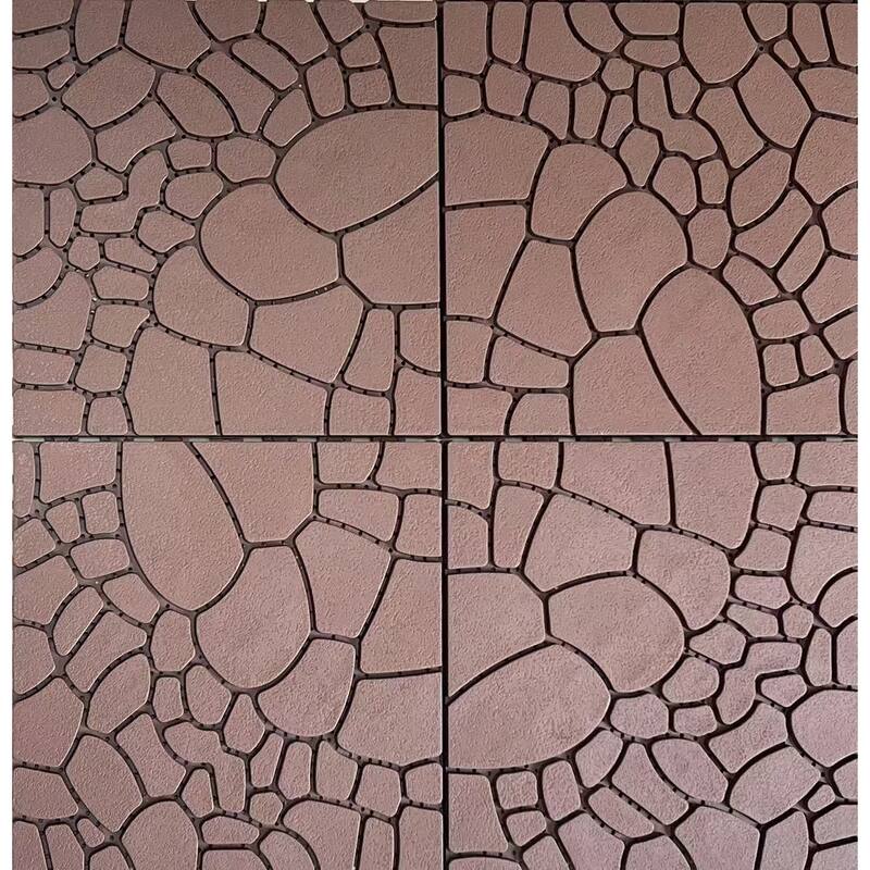 44pcs Stone texture 12" Patio Deck Tiles, DIY Module Interlocking Decking Tiles Floor Tile - Red+Brown