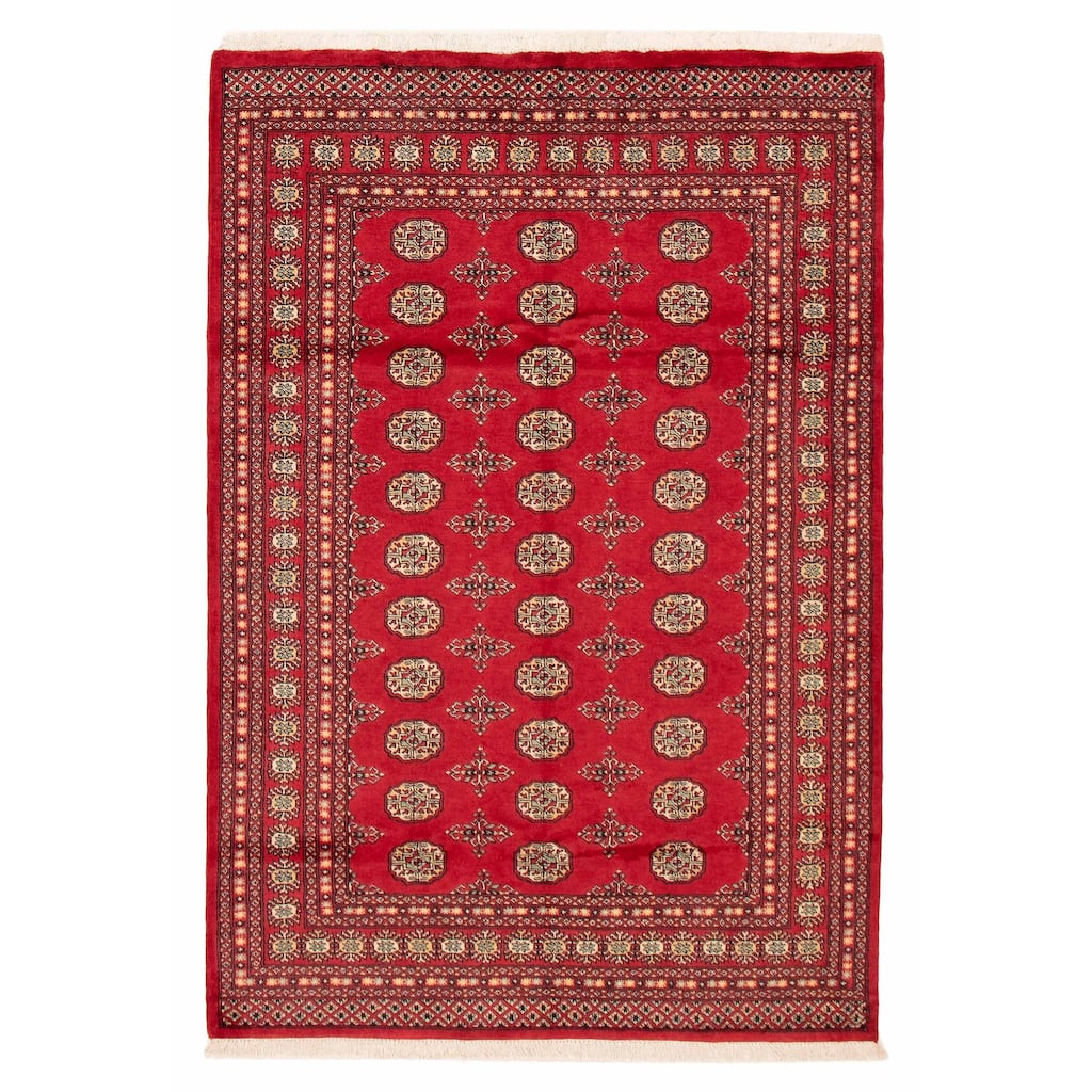 ECARPETGALLERY Hand-knotted Peshawar Bokhara Red Wool Rug - 5'7 x 8'3