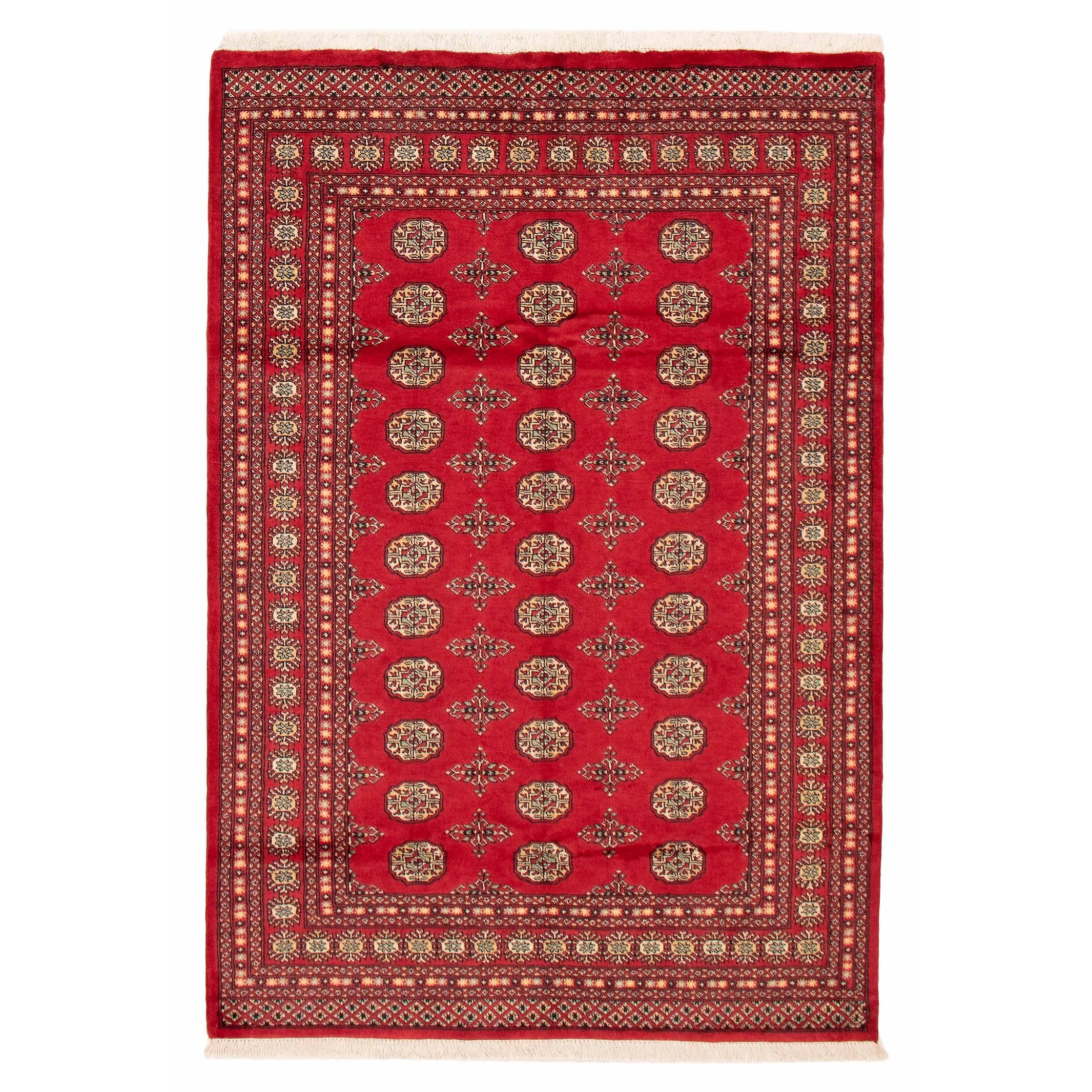 ECARPETGALLERY Hand-knotted Peshawar Bokhara Red Wool Rug - 5'7 x 8'3