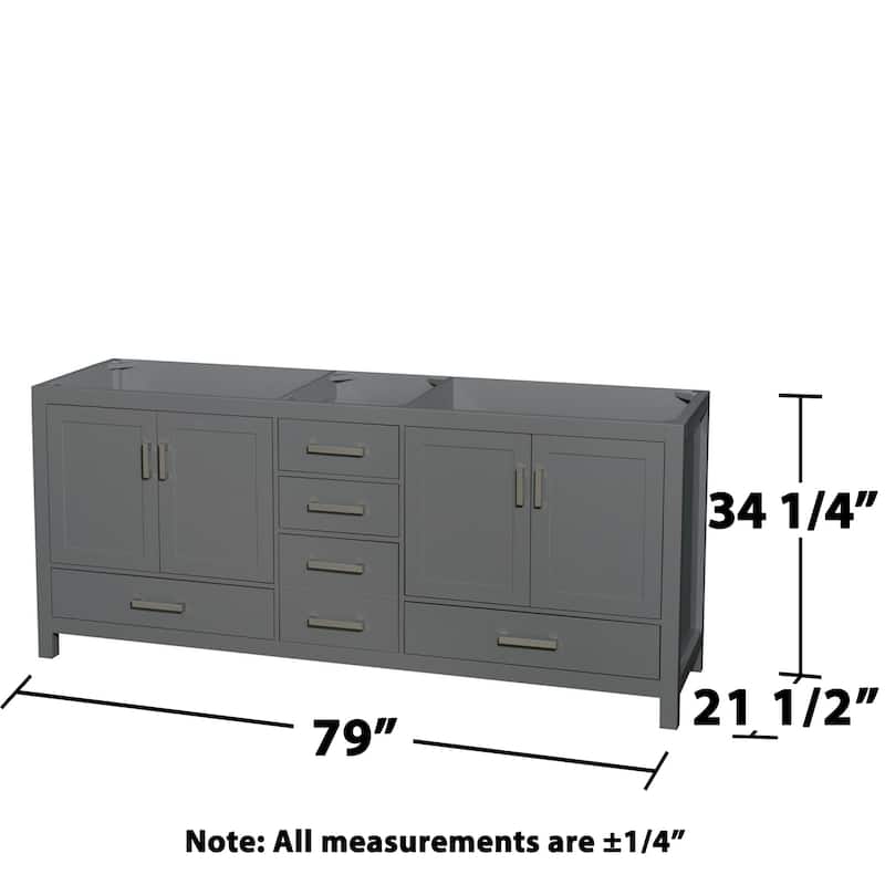 Wyndham Collection Sheffield 80" Hardwood Vanity Cabinet and Mirror -