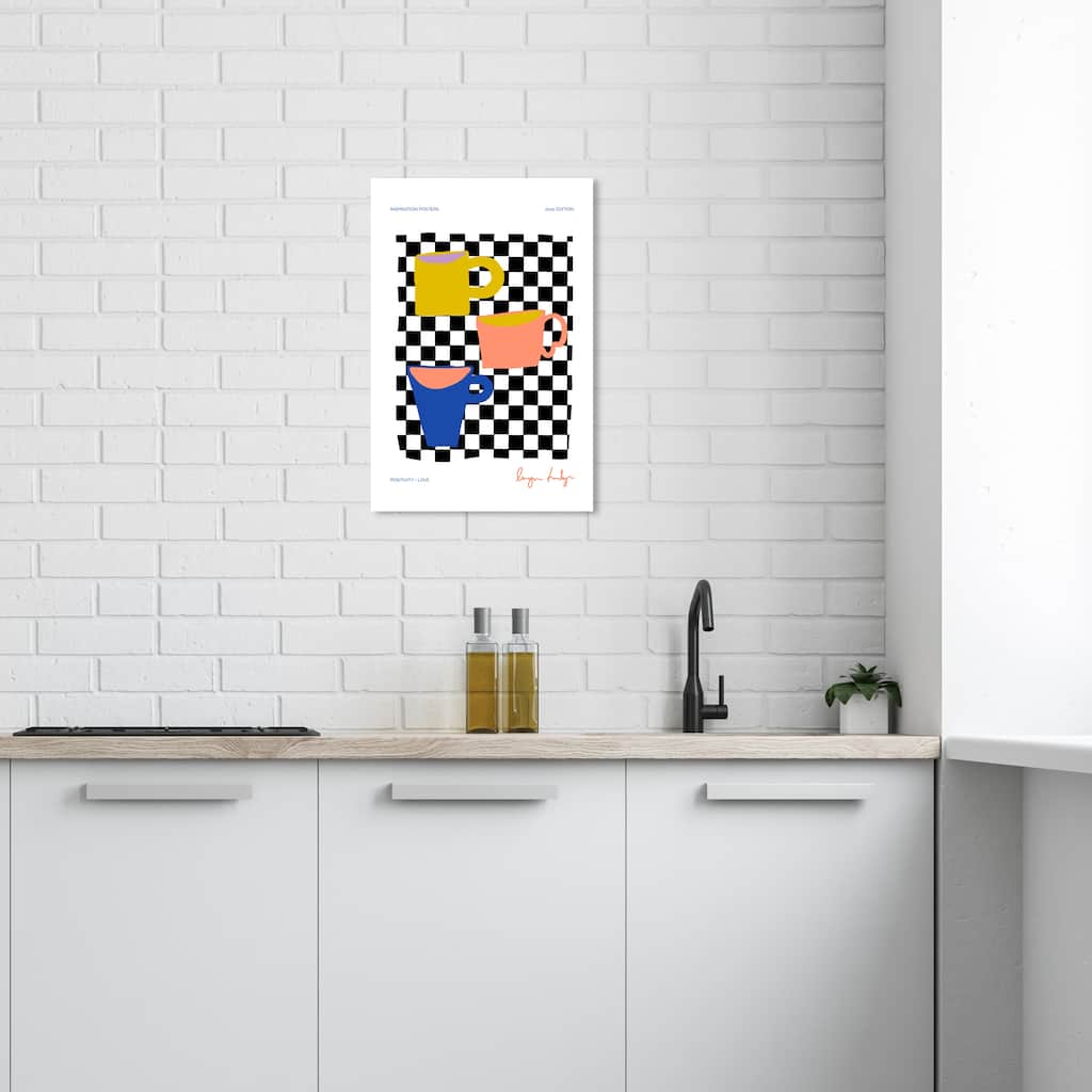 Wynwood Studio Canvas Drinks and Spirits Drink Positive Love Black and Mustard Modern & Contemporary Wall Art Canvas Print