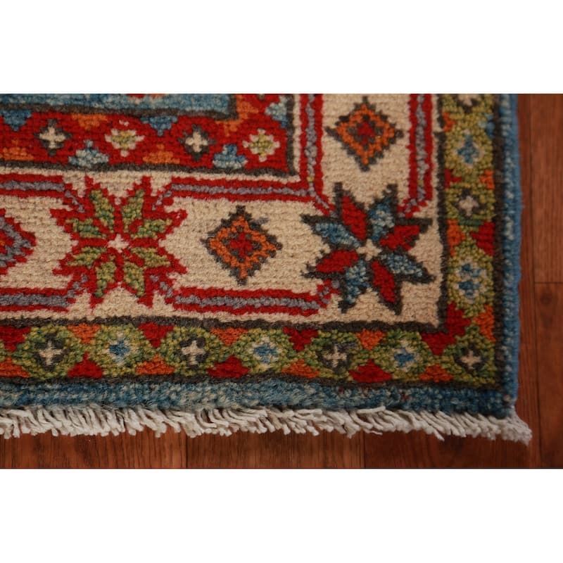 Light Blue Kazak Oriental Foyer Rug Hand-Knotted Wool Carpet - 2'0"x 3'0"