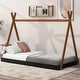 preview thumbnail 11 of 15, Twin Wood Tent Floor Bed with Triangle Structure, Montessori Floor Bed