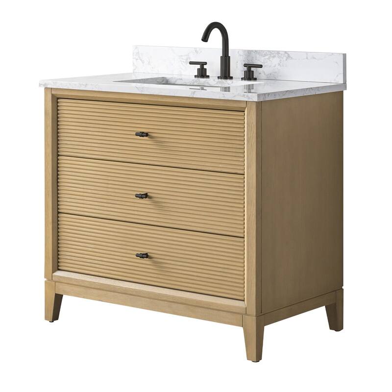 Vanity Art 36" Freestanding Bathroom Vanity with Engineered Marble Top and Sink