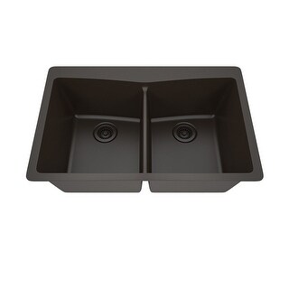 33 Inch Lexicon Platinum Quartz Composite Drop-in Undermount Double Bowl Galaxy Mocha Kitchen Sink LP-800TM-M-SO