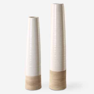 Uttermost Ivory Sands Ceramic Vases, Set of 2