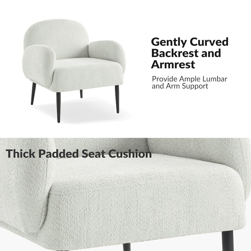 Abe Modern Boucle Accent Chair with Adjustable Metal Legs by HULALA HOME