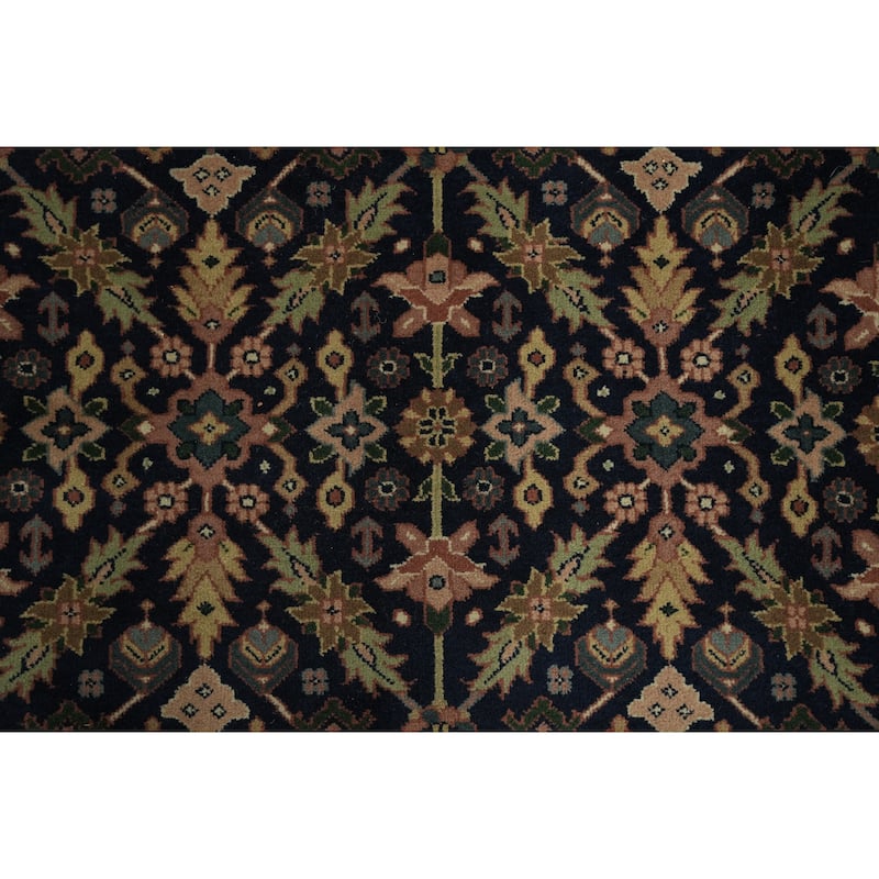 Hand Knotted Oriental 100% Wool Carpet Traditional All-Over Navy Blue & Blues Tabriz Area Rug - 8' 10'' X 5' 9''