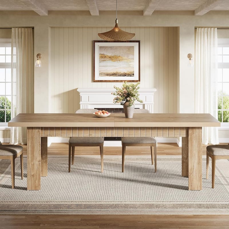 79" Rectangular Kitchen Dining Table for 6-8 People, Wooden Farmhouse Extra Long Dinner Table