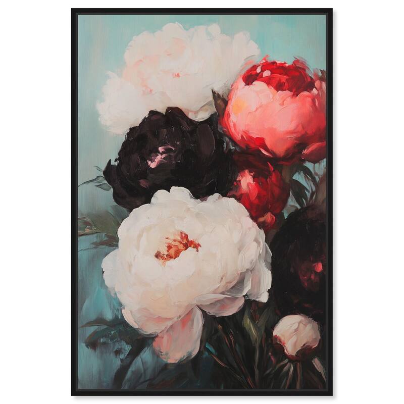 Three Shades of Peony II Canvas by Art Remedy - 36" x 54" - Black