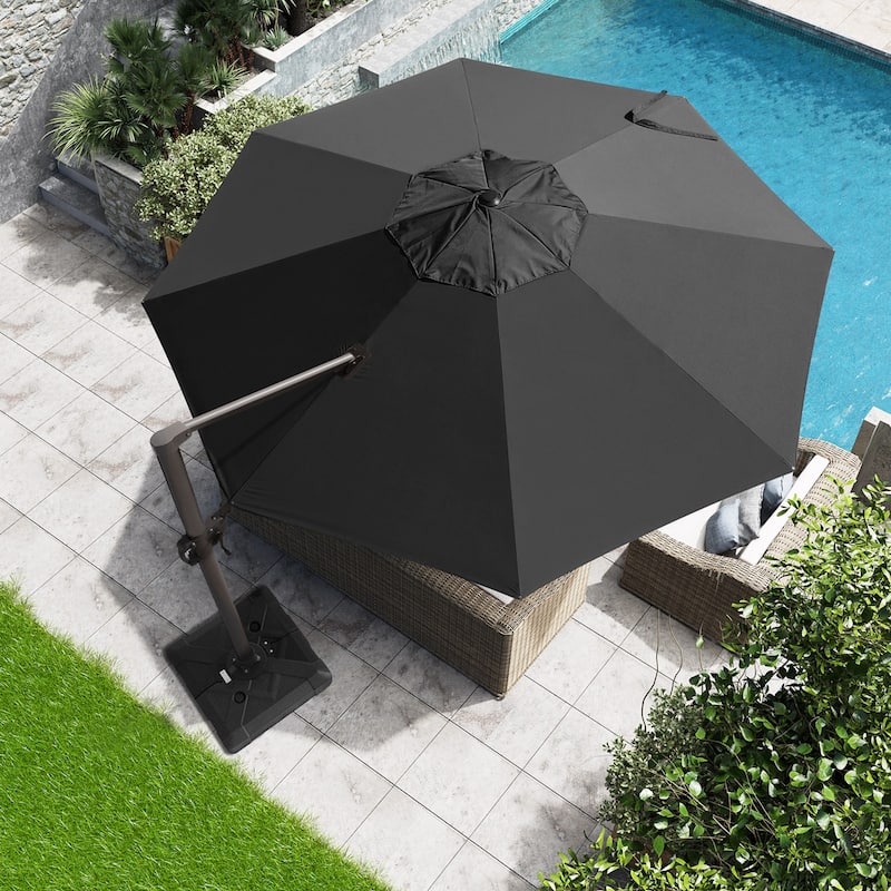 Pellebant Patio Cantilever Offset Umbrella 12 FT Round with No Base