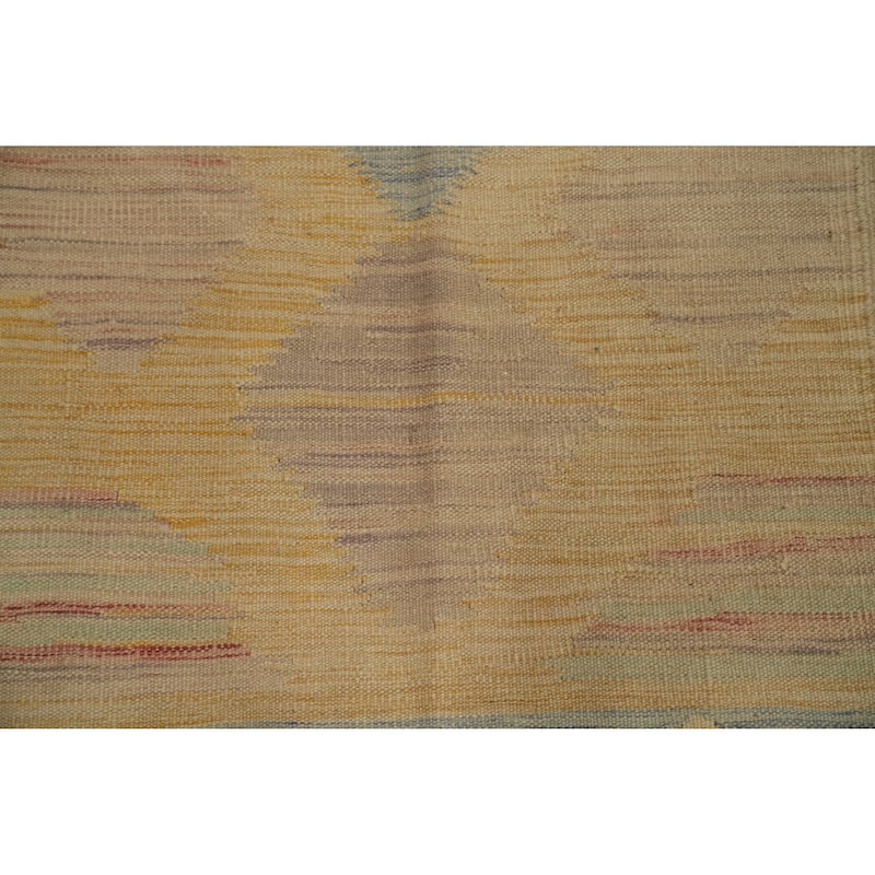 Hand Woven Oriental 100% Wool Carpet Southwestern Tribal Yellow & Gold Kilim Area Rug - 5' 9'' X 3' 11''