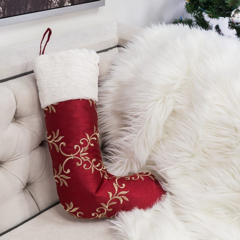 Homey Cozy Floral Velvet Embroidered Christmas Stocking
