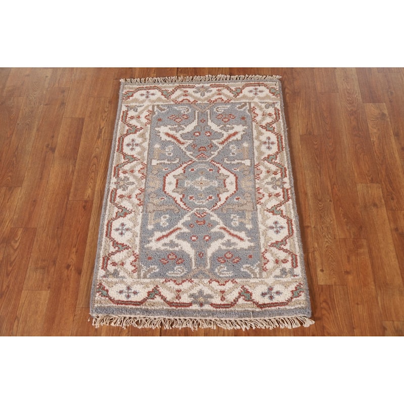 Grey Oushak Indian Area Rug Handmade Wool Carpet - 2'0"x 3'0"