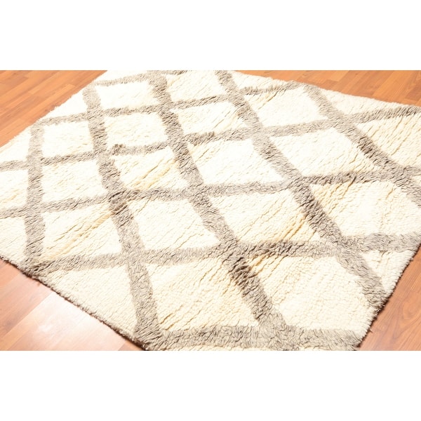 Shop 4 9x6 6 Hand Tufted 100 Wool Oriental Area Rug Beige Grey Color 4 9 X 6 6 Overstock 31515307