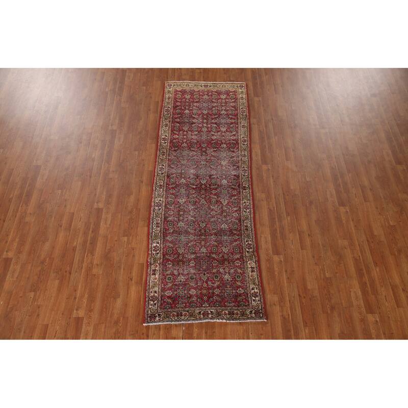 Tabriz Persian Antique Runner Rug Hand-knotted Wool Carpet - 3'3"x 9'3"