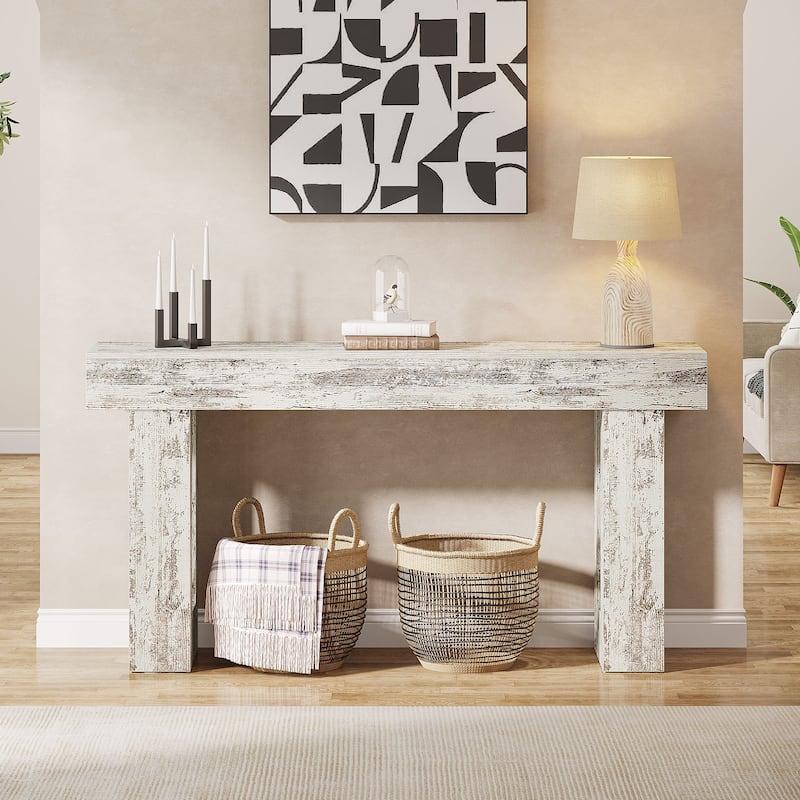 Farmhouse Console Table, 63-Inch Long Narrow Sofa Table Behind The Couch