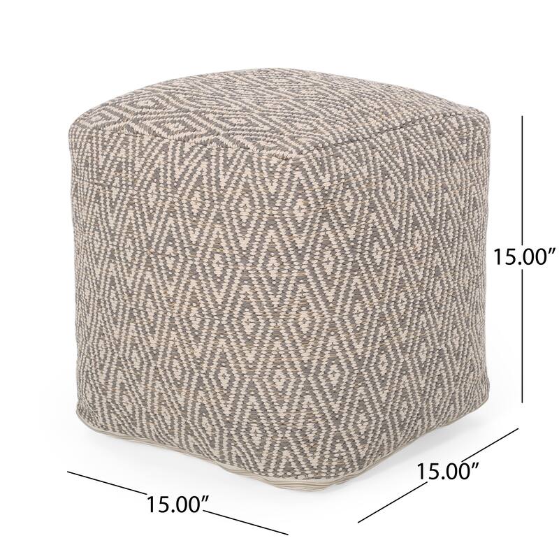 Amuleto Hand Crafted Cotton Pouf,Comfortable choice, multiple functions, classic design, and cozy corners and - Beige+yellow