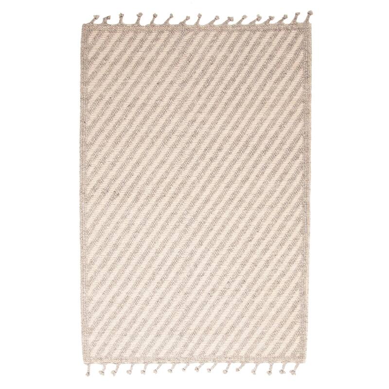 ECARPETGALLERY Braid weave Sienna Grey Wool Rug - 5'3 x 7'9