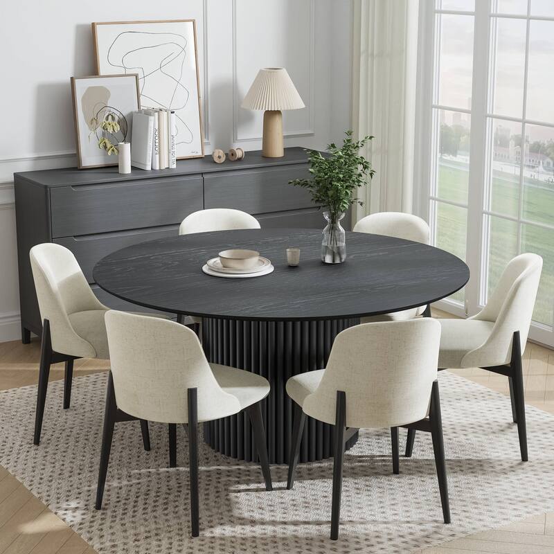 Lumioca Abberton Oak Wood Column Base Round Dining Table