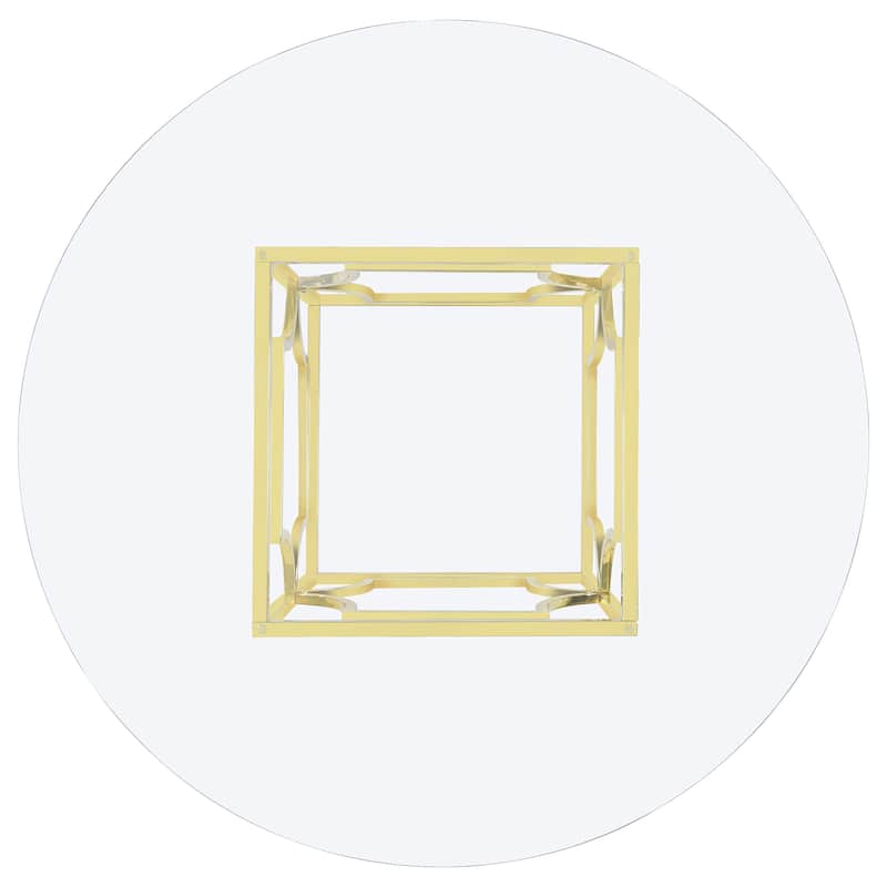 Starlight Round 54-inch Glass Top Metal Dining Table Brass