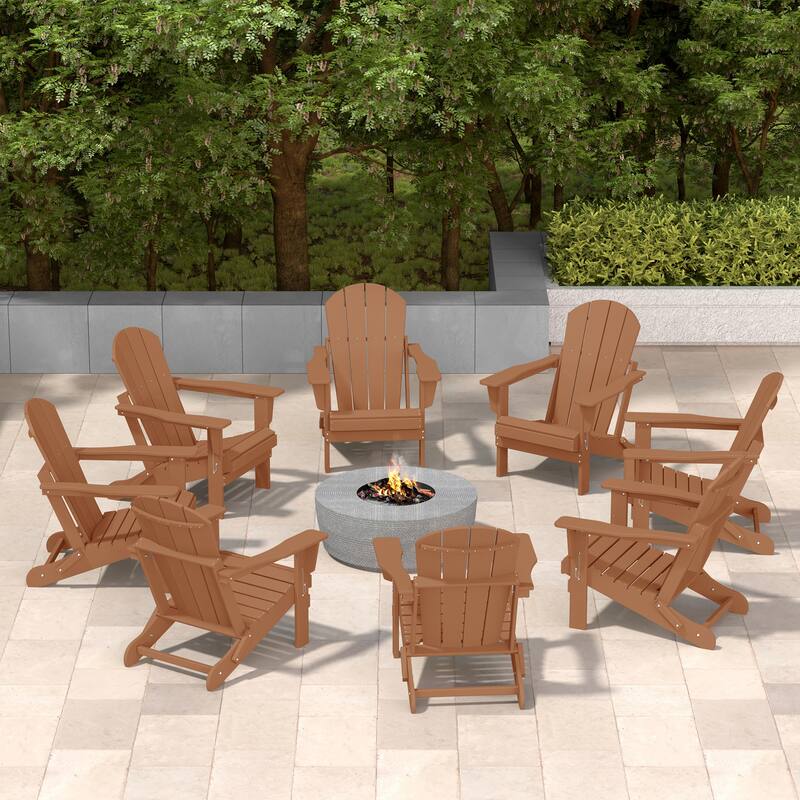 Laguna Hdpe All Weather Outdoor Patio Foldable Adirondack Chairs (Set Of 8)