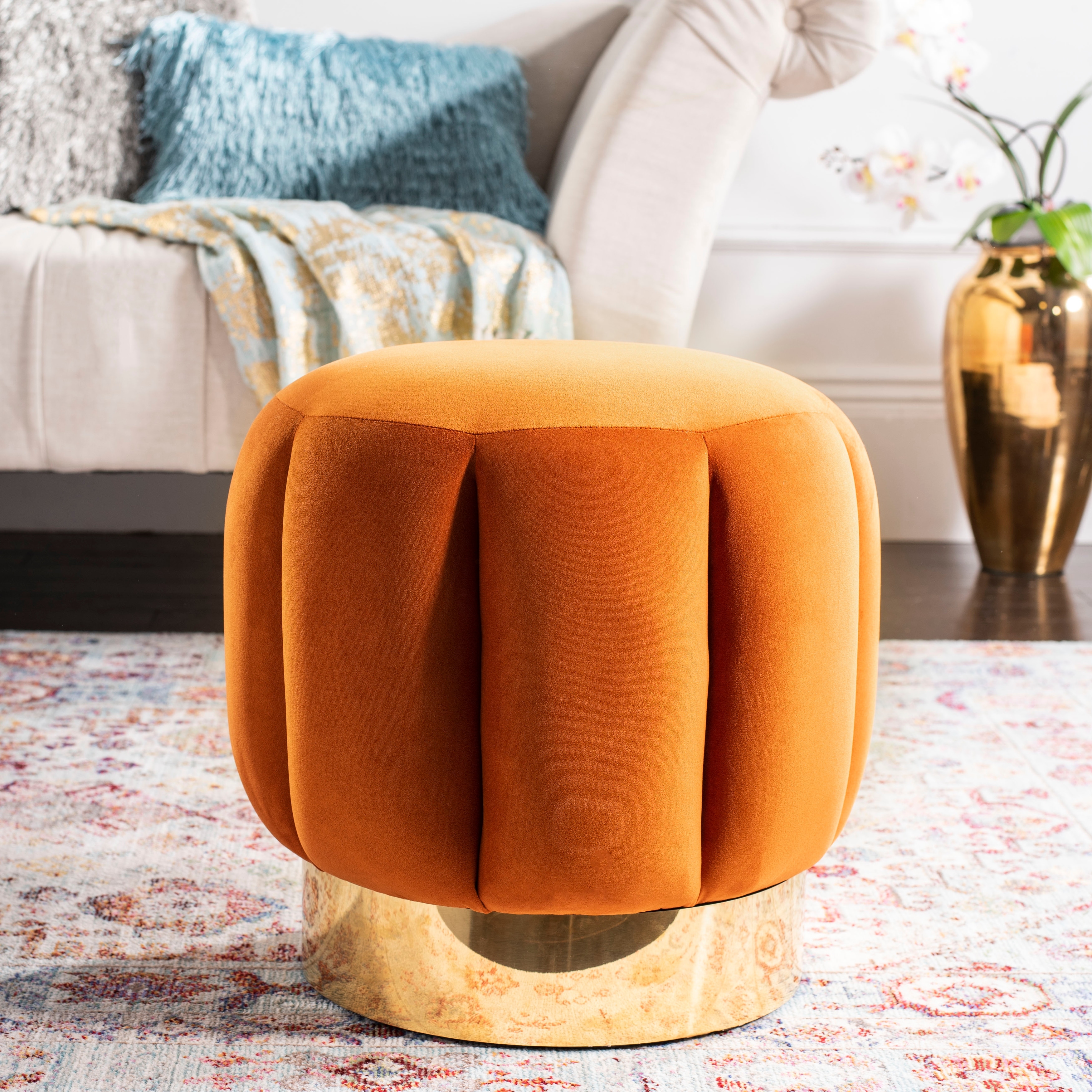 Burgundy outlet tufted ottoman