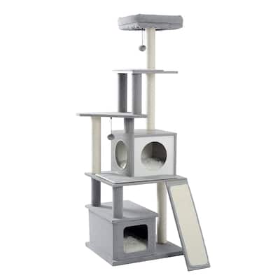 Modern Multi-Layer Large Cat Tree Sisal Wrapped Cat Climbing Frame Cat Nest with Multi Layer Cat Nest and Cat Toys