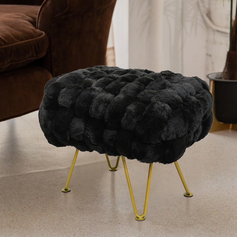 Soft Fauxfur Pouf Stool Ottoman Fuzzy Entryway Bench Seat 27"x20"x19"