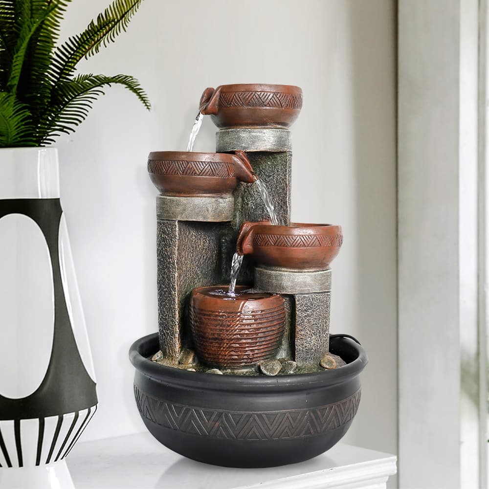 15.7-inch High Tiered Rock Water Fountains Indoor Waterfall Feature
