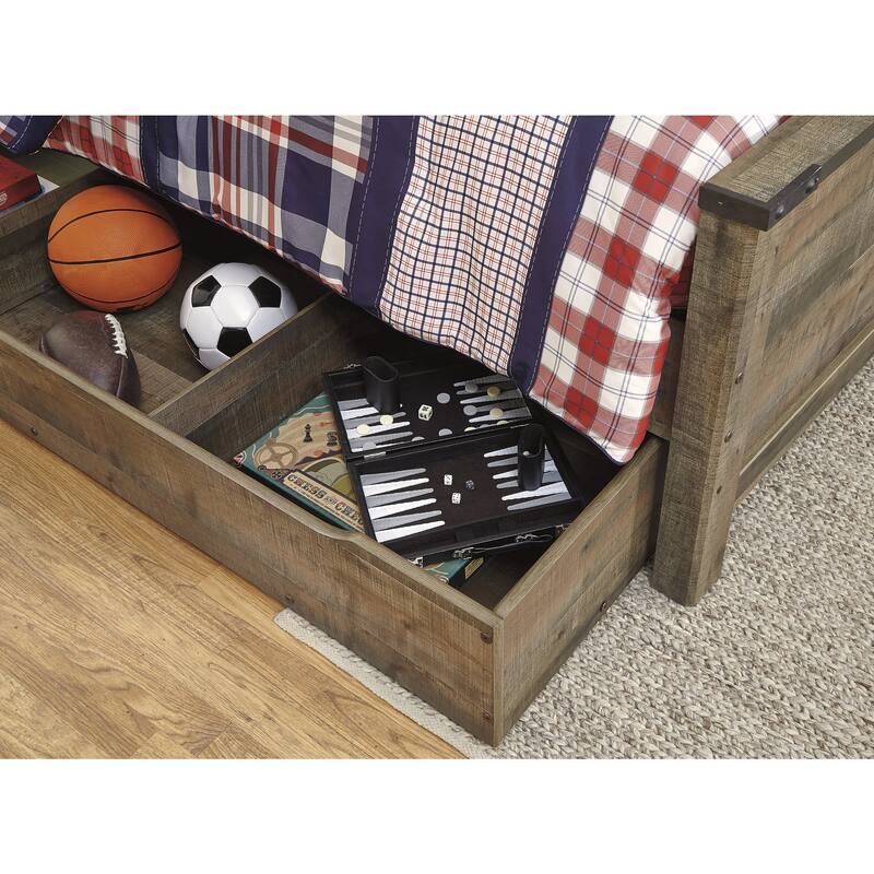 Signature Design by Ashley Trinell Full Brown Bookcase Bed with Storage