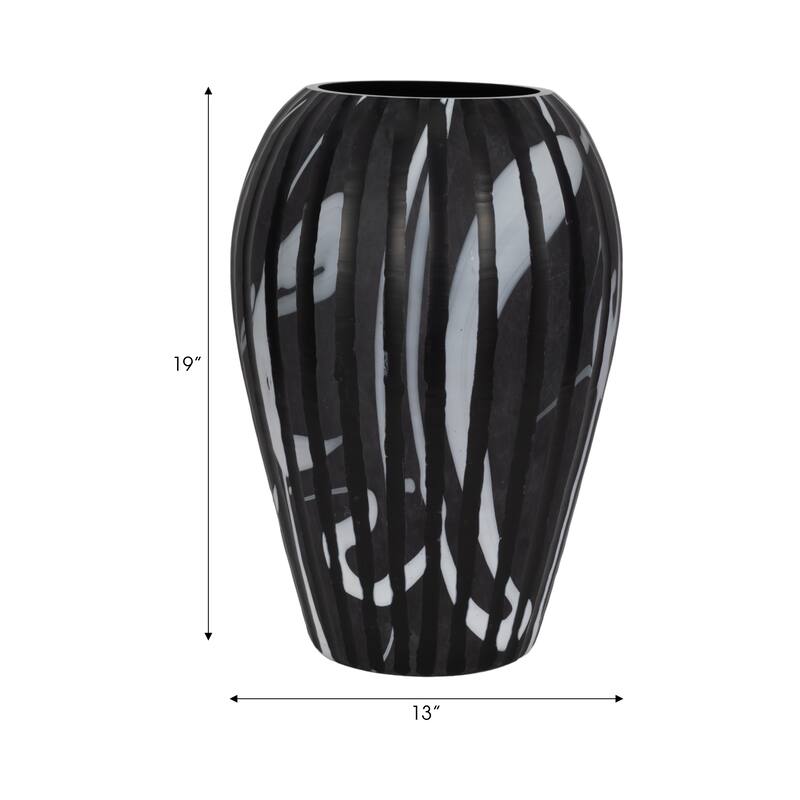 Glass Small Curved Tapered Decorative Vase - Black