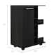 Bar Cart with 2 External Shelves, 4 Casters, 6 Wine Cubbies, and Single Door Cabinet - 23" W x14"D x 32"H
