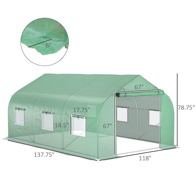 11.5'x 10'x 7'Walk-in Greenhouse,Tunnel Green House with Zippered Mesh Door and 6 Mesh Windows