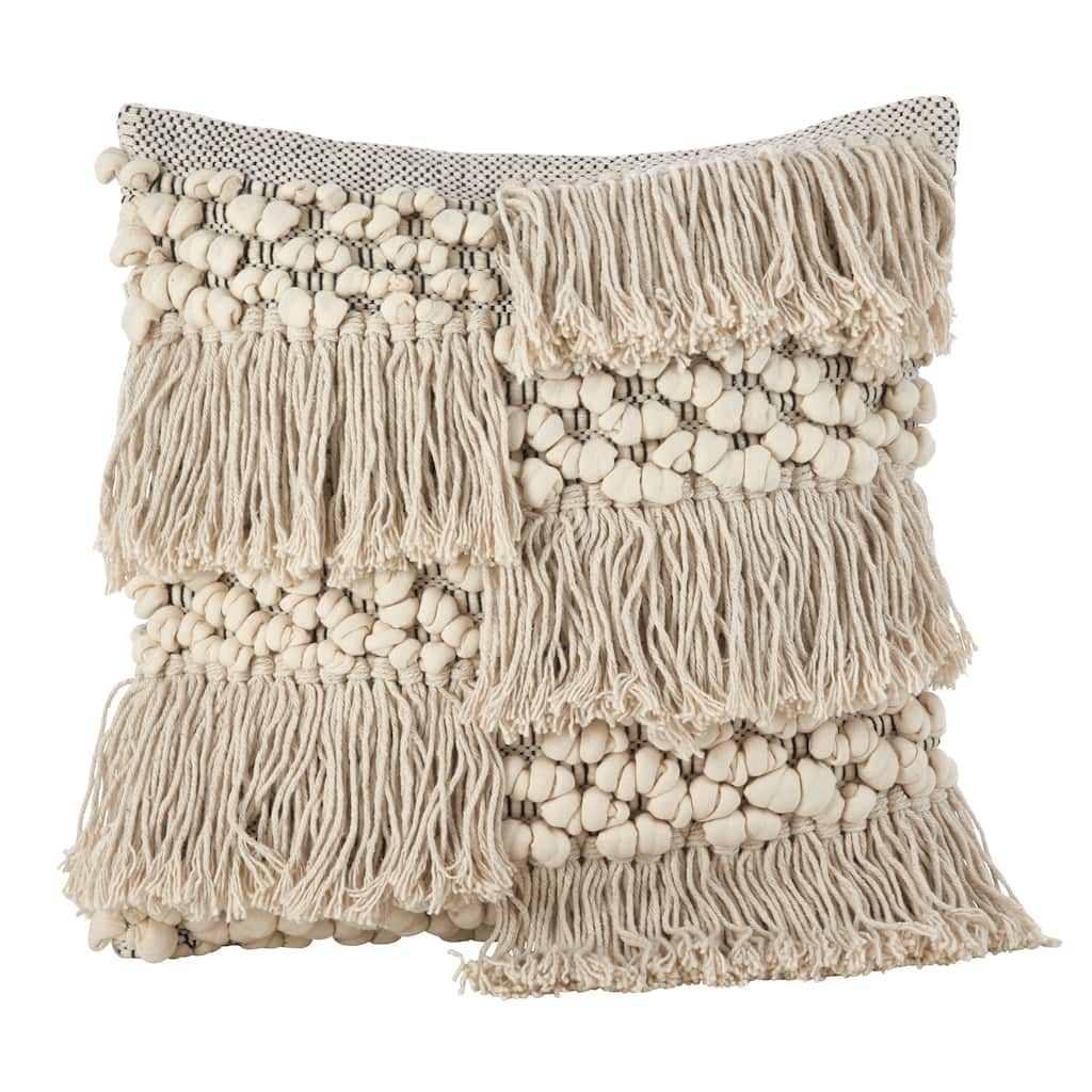 Moroccan Wedding Blanket Design Fringe Cotton Throw Pillow