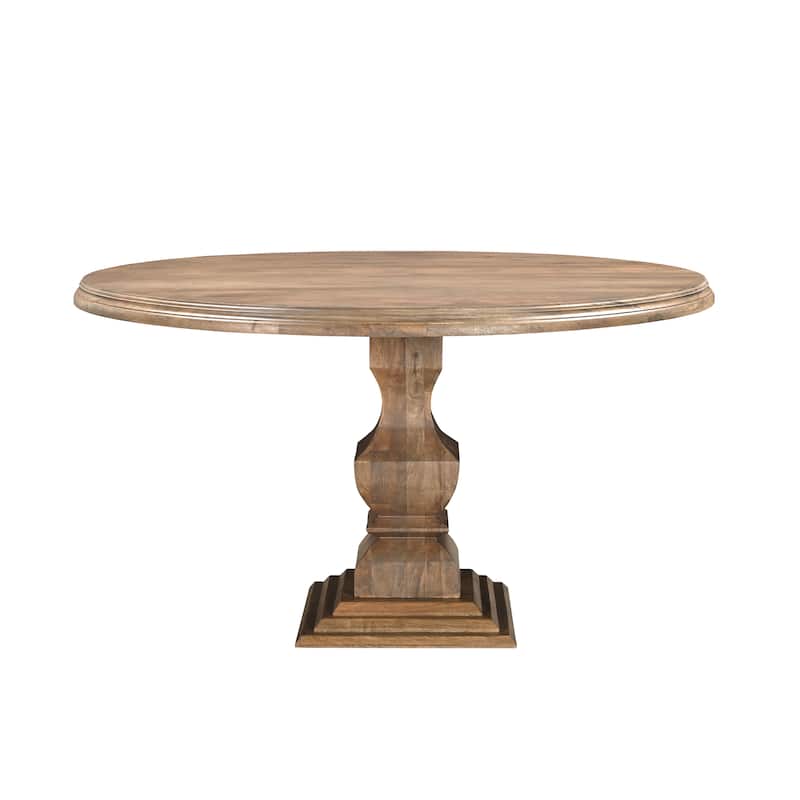 Willow 54" Round Solid Wood Pedestal Dining Table - Brown