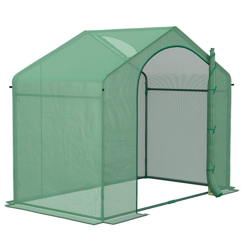 Outsunny Portable Walk-in Greenhouse,Steel Frame Garden Hot House - 6'x3'x5'