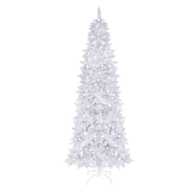 VEIKOUS 6.5FT/7.5FT Pre-Lit LED Artificial Christmas Tree Pencil