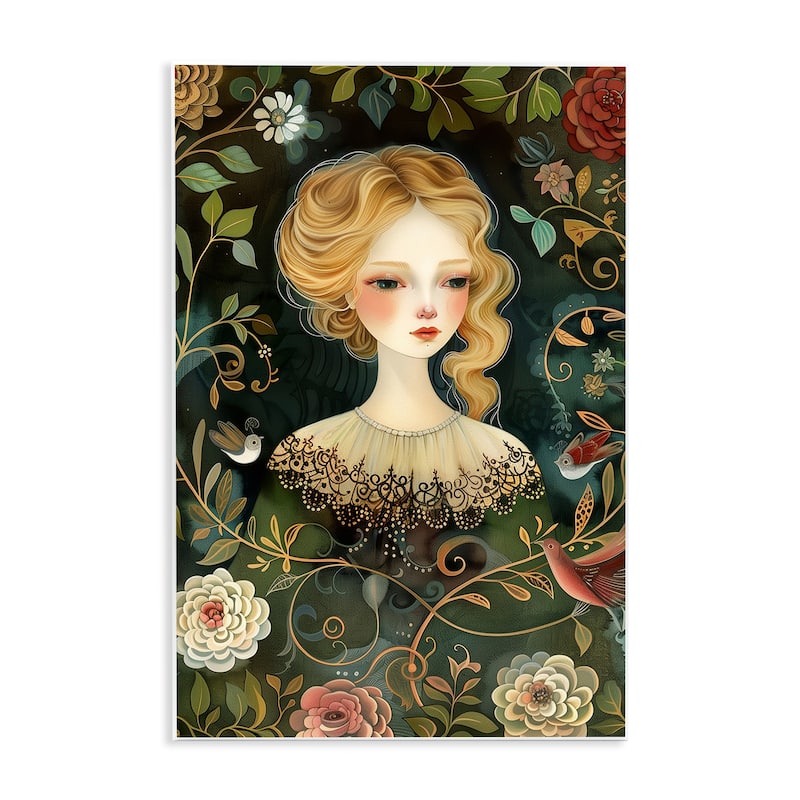 Stupell Victorina Woman with Florals Wall Plaque Art Design By The Dutch Lady - 13 x 19