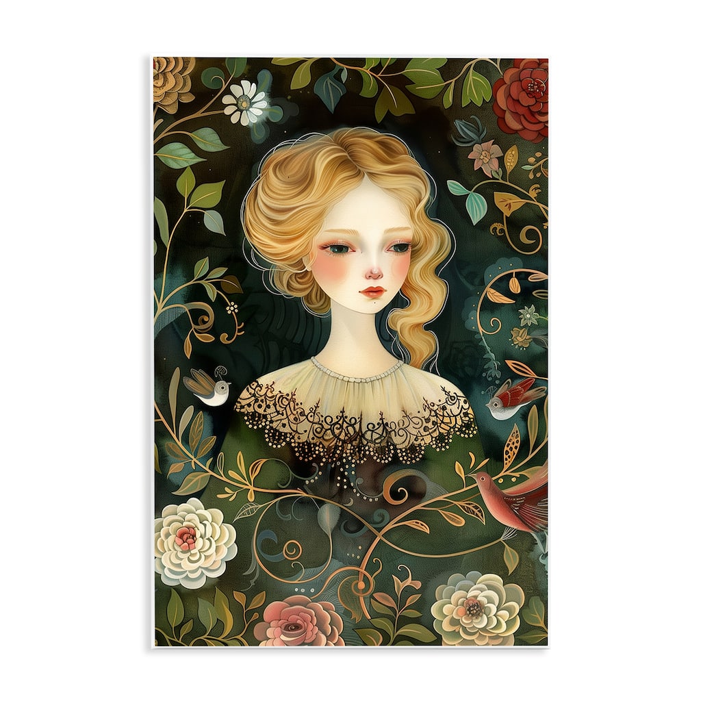 Stupell Victorina Woman with Florals Wall Plaque Art Design By The Dutch Lady